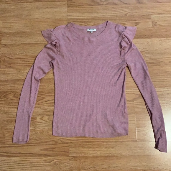 Madewell Ruffle Shoulder Ribbed Sweater - Picture 2 of 6